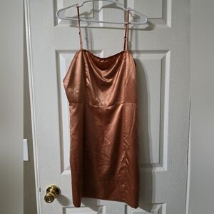 Y2K Satin Mini Slip Dress by Ice Bird, Babydoll Style, Tailored, Leg Slit, EUC!